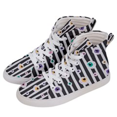 Pattern Eyeball Black And White Naive Stripes Gothic Halloween Men s Hi-top Skate Sneakers by genx