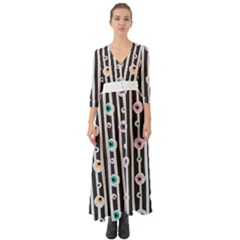 Pattern Eyeball Black And White Naive Stripes Gothic Halloween Button Up Boho Maxi Dress by genx