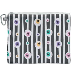 Pattern Eyeball Black And White Naive Stripes Gothic Halloween Canvas Cosmetic Bag (xxxl) by genx