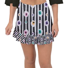 Pattern Eyeball Black And White Naive Stripes Gothic Halloween Fishtail Mini Chiffon Skirt by genx