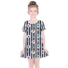 Pattern Eyeball Black And White Naive Stripes Gothic Halloween Kids  Simple Cotton Dress by genx