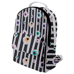 Pattern Eyeball Black And White Naive Stripes Gothic Halloween Flap Pocket Backpack (small) by genx