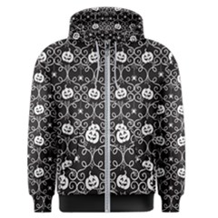 Pattern Pumpkin Spider Vintage Gothic Halloween Black And White Men s Zipper Hoodie by genx