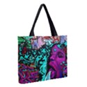 Graffiti Woman and Monsters turquoise cyan and purple Bright Urban Art with stars Medium Tote Bag View2