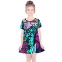 Graffiti Woman and Monsters turquoise cyan and purple Bright Urban Art with stars Kids  Simple Cotton Dress View1