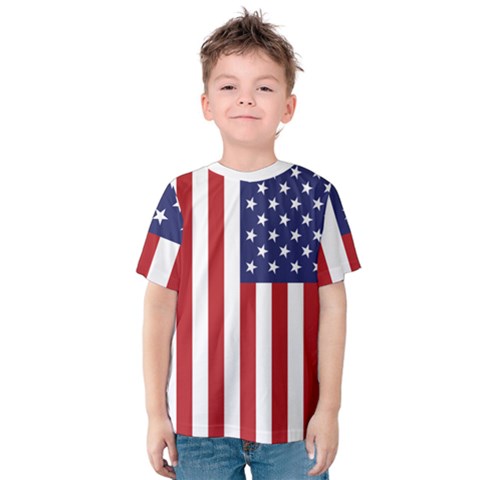 Us Flag Stars And Stripes Maga Kids  Cotton Tee by snek