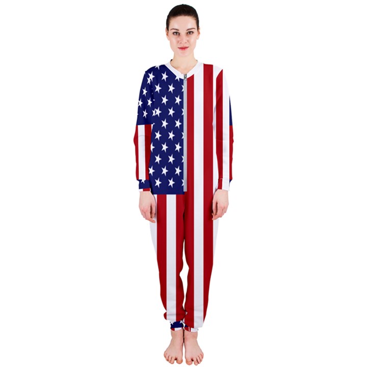 US Flag Stars and Stripes MAGA OnePiece Jumpsuit (Ladies) 