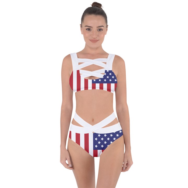 US Flag Stars and Stripes MAGA Bandaged Up Bikini Set 