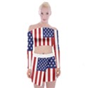 US Flag Stars and Stripes MAGA Off Shoulder Top with Mini Skirt Set View1