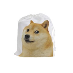 White Doge Meme Alone13k Cowcowshirt Black 15 10 10 100 Drawstring Pouch (large) by snek