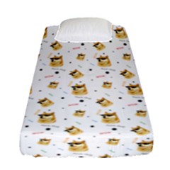 Doge Much Thug Wow Pattern Funny Kekistan Meme Dog White Fitted Sheet (single Size) by snek