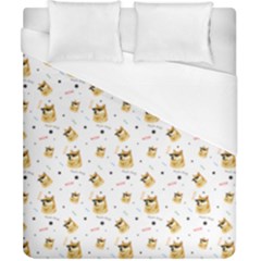 Doge Much Thug Wow Pattern Funny Kekistan Meme Dog White Duvet Cover (california King Size) by snek