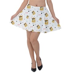 Doge Much Thug Wow Pattern Funny Kekistan Meme Dog White Velvet Skater Skirt by snek