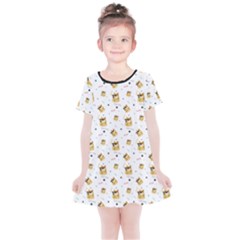 Doge Much Thug Wow Pattern Funny Kekistan Meme Dog White Kids  Simple Cotton Dress by snek