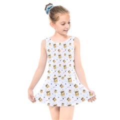 Doge Much Thug Wow Pattern Funny Kekistan Meme Dog White Kids  Skater Dress Swimsuit by snek