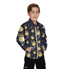 Doge Much Thug Wow Pattern Funny Kekistan Meme Dog Black Background Windbreaker (kids) by snek