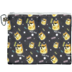 Doge Much Thug Wow Pattern Funny Kekistan Meme Dog Black Background Canvas Cosmetic Bag (xxxl) by snek