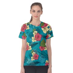 Apu Apustaja and Groyper Pepe The Frog frens Hawaiian Shirt with red Hibiscus on Green background from Kekistan Women s Cotton Tee