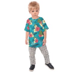 Apu Apustaja and Groyper Pepe The Frog frens Hawaiian Shirt with red Hibiscus on Green background from Kekistan Kids Raglan Tee