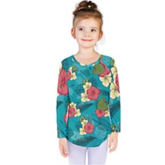 Apu Apustaja and Groyper Pepe The Frog frens Hawaiian Shirt with red Hibiscus on Green background from Kekistan Kids  Long Sleeve Tee