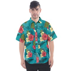 Apu Apustaja and Groyper Pepe The Frog frens Hawaiian Shirt with red Hibiscus on Green background from Kekistan Men s Short Sleeve Shirt