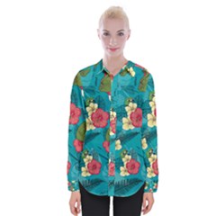 Apu Apustaja and Groyper Pepe The Frog frens Hawaiian Shirt with red Hibiscus on Green background from Kekistan Womens Long Sleeve Shirt