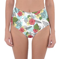 Apu Apustaja And Groyper Pepe The Frog Frens Hawaiian Shirt With Red Hibiscus On White Background From Kekistan Reversible High-waist Bikini Bottoms by snek