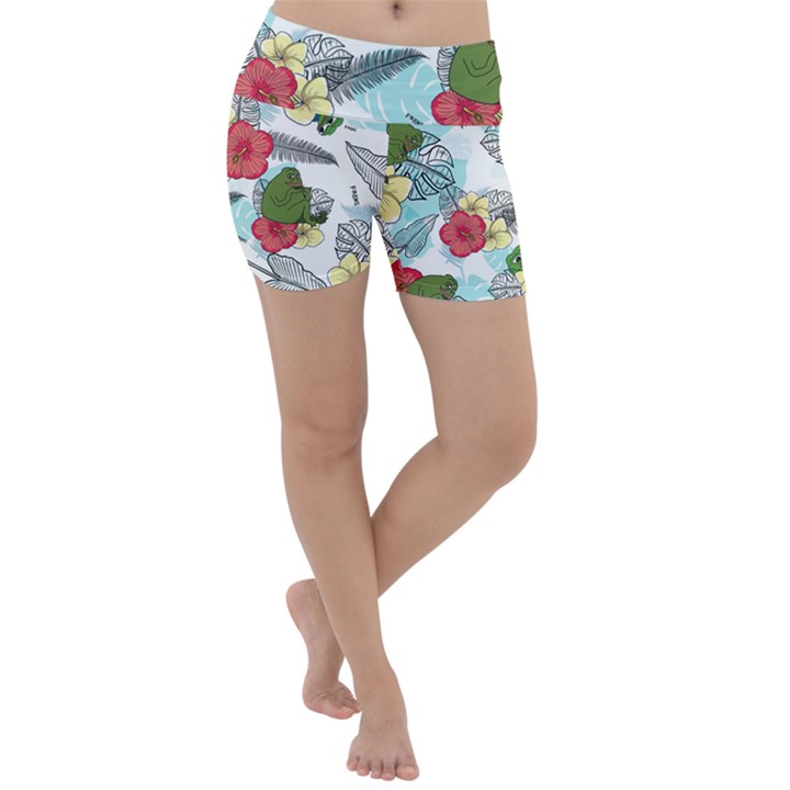 Apu Apustaja and Groyper Pepe The Frog frens Hawaiian Shirt with red Hibiscus on White background from Kekistan Lightweight Velour Yoga Shorts