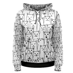 Funny Cat Pattern Organic Style Minimalist On White Background Women s Pullover Hoodie by genx