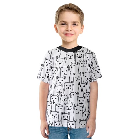 Funny Cat Pattern Organic Style Minimalist On White Background Kids  Sport Mesh Tee by genx