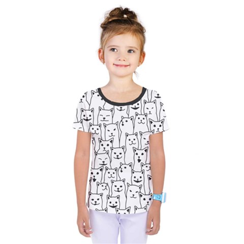 Funny Cat Pattern Organic Style Minimalist On White Background Kids  One Piece Tee by genx