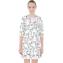 Funny Cat Pattern Organic Style Minimalist On White Background Pocket Dress by genx