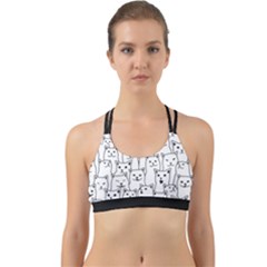 Funny Cat Pattern Organic Style Minimalist On White Background Back Web Sports Bra by genx