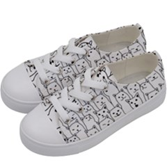 Funny Cat Pattern Organic Style Minimalist On White Background Kids  Low Top Canvas Sneakers by genx