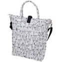 Funny Cat Pattern organic style minimalist on white background Buckle Top Tote Bag View2