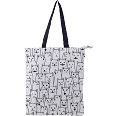 Funny Cat Pattern Organic Style Minimalist On White Background Double Zip Up Tote Bag by genx