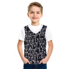 Funny Cat Pattern Organic Style Minimalist On Black Background Kids  Sportswear by genx