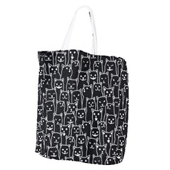 Funny Cat Pattern Organic Style Minimalist On Black Background Giant Grocery Tote by genx