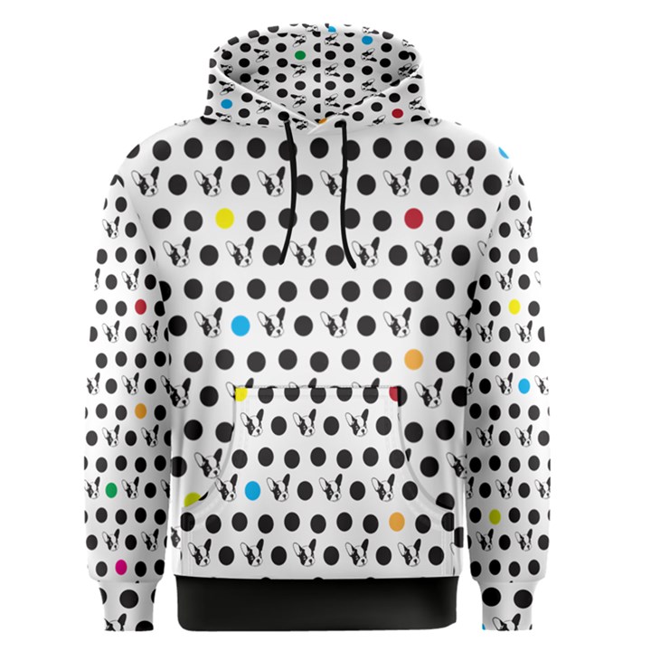 Boston Terrier Dog Pattern with rainbow and black polka dots Men s Pullover Hoodie