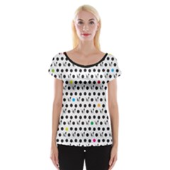 Boston Terrier Dog Pattern With Rainbow And Black Polka Dots Cap Sleeve Top by genx