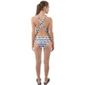 Boston Terrier Dog Pattern with rainbow and black polka dots Cut-Out Back One Piece Swimsuit View2