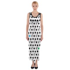 Boston Terrier Dog Pattern With Rainbow And Black Polka Dots Fitted Maxi Dress by genx