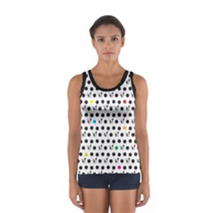 Boston Terrier Dog Pattern With Rainbow And Black Polka Dots Sport Tank Top  by genx