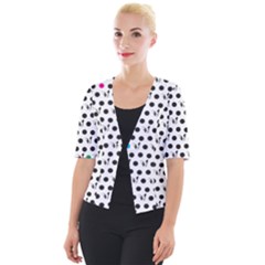 Boston Terrier Dog Pattern With Rainbow And Black Polka Dots Cropped Button Cardigan by genx