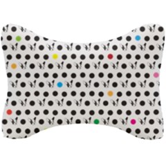 Boston Terrier Dog Pattern With Rainbow And Black Polka Dots Seat Head Rest Cushion by genx