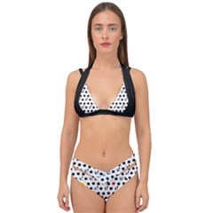 Boston Terrier Dog Pattern With Rainbow And Black Polka Dots Double Strap Halter Bikini Set by genx