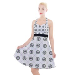 Logo Kekistan Pattern Elegant With Lines On White Background Halter Party Swing Dress  by snek