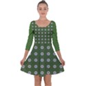 Logo Kekistan Pattern Elegant with lines on green background Quarter Sleeve Skater Dress View1