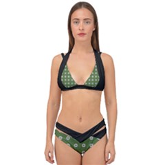 Logo Kekistan Pattern Elegant With Lines On Green Background Double Strap Halter Bikini Set by snek