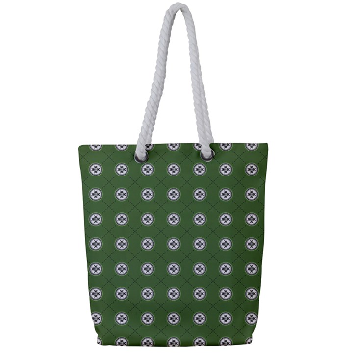 Logo Kekistan Pattern Elegant with lines on green background Full Print Rope Handle Tote (Small)